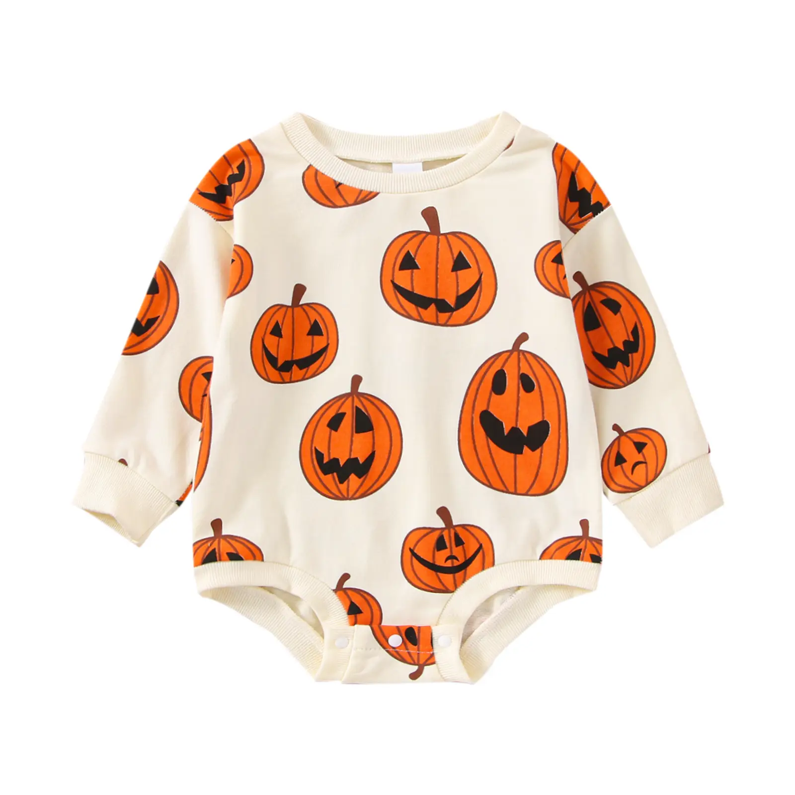 Baby Girl Boy Halloween Clothes Outfits 0 3 6 9 12 18 24Months Pumpkin Onesie Long Sleeve Sweatshirt Romper Pumpkin Pacth Bubble Romper Newborn Infant