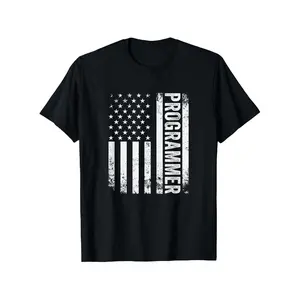 [100% Cotton] 100% Cotton Patriotic Programmer Developer USA American Flag Programming T-Shirt, Men'S Graphic Tees, Funny T-Shirts, 100%, S-XXXXXL, Plus Size