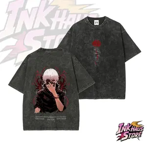 Tokyo Ghoul Tee-Ken Kaneki--Short Sleeve Cotton Unisex Retro wash Tee