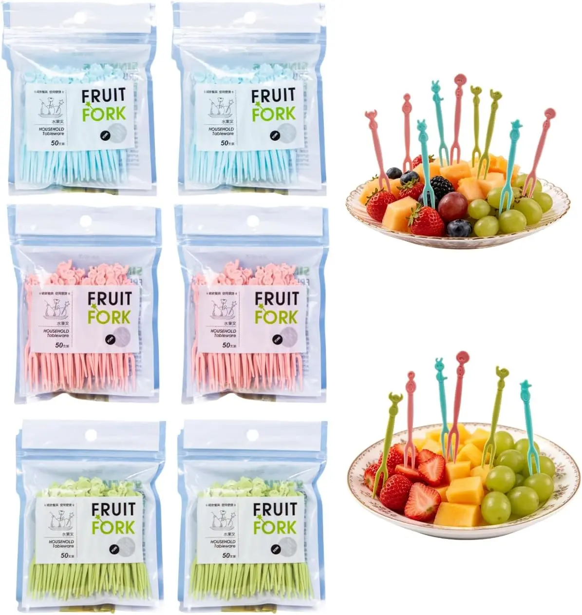50pcs per pack Food Grade Solid Pink Disposable Reusable Plastic Fruit Forks Fully Polished Smooth Edges Anti-Slip Prongs Mini Cake Appetizer Snack Forks Ideal for Birthday Party, Picnic, Afternoon Tea & Household Dining