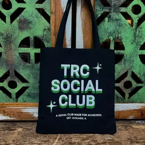 The Real Closet Co. TRC Social Club Black Canvas Tote Bag for Achievers Est Chicago IL