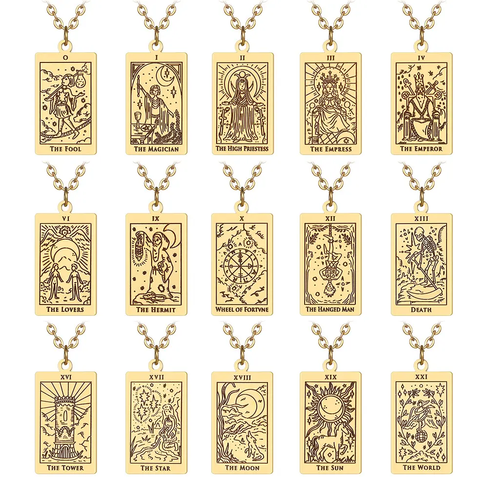 TAROT tarot pendant card necklace men's and women's versatile titanium steel necklace