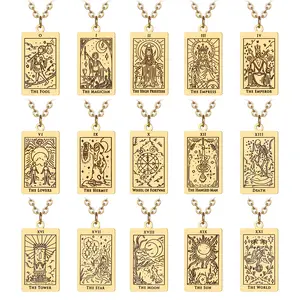 TAROT tarot pendant card necklace men's and women's versatile titanium steel necklace