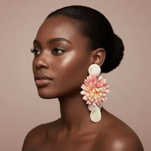 Petal Paradise Flower dangle evening earrings (Blush Pink)