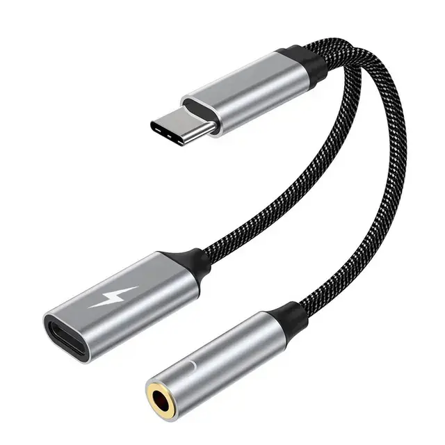 USB C to 3.5mm Headphone and Charger Adapter, 2-in-1 USB C to Aux Audio Adapter for PD Fast Charging for iPhone 15 Plus Pro Max, Samsung Galaxy S20, S21, S22, S23, iPad Pro,Air4