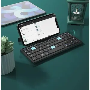 Mini Folding Bluetooth Keyboard Wireless Keypad Support3 Devices With Stand Rechargeable Foldable Keyboard for Phone Tablet