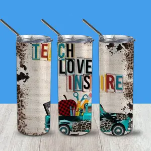 Teach Love Inspire Truck with school supplies 20 oz tumbler Bottle Drinkware