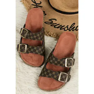 Cut Out Buckle PU Leather Sandals