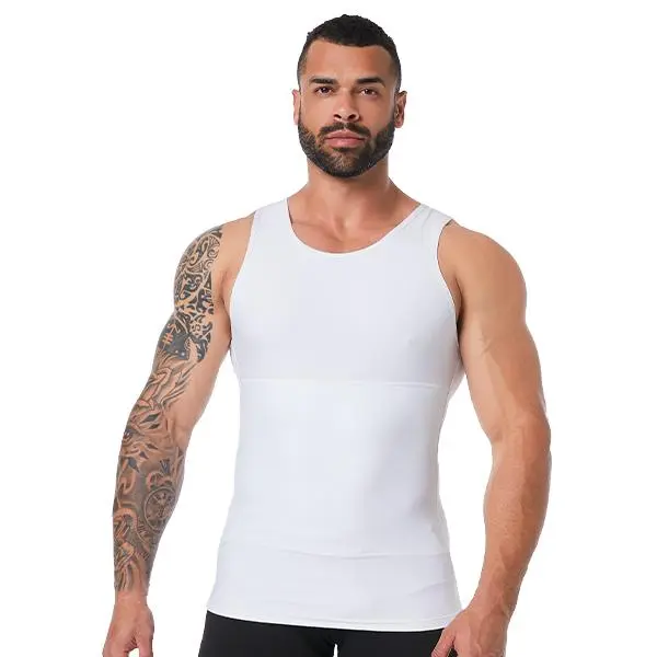YOWODA Men's Shapewear Vest, Double-Layer Compression Body Shaper with Tummy Control, Mens Slimming Body Shaper Vest, Gynecomastia Compression Shirt Shapewear, Abs Abdomen Undershirts, Tummy Control Tank Top