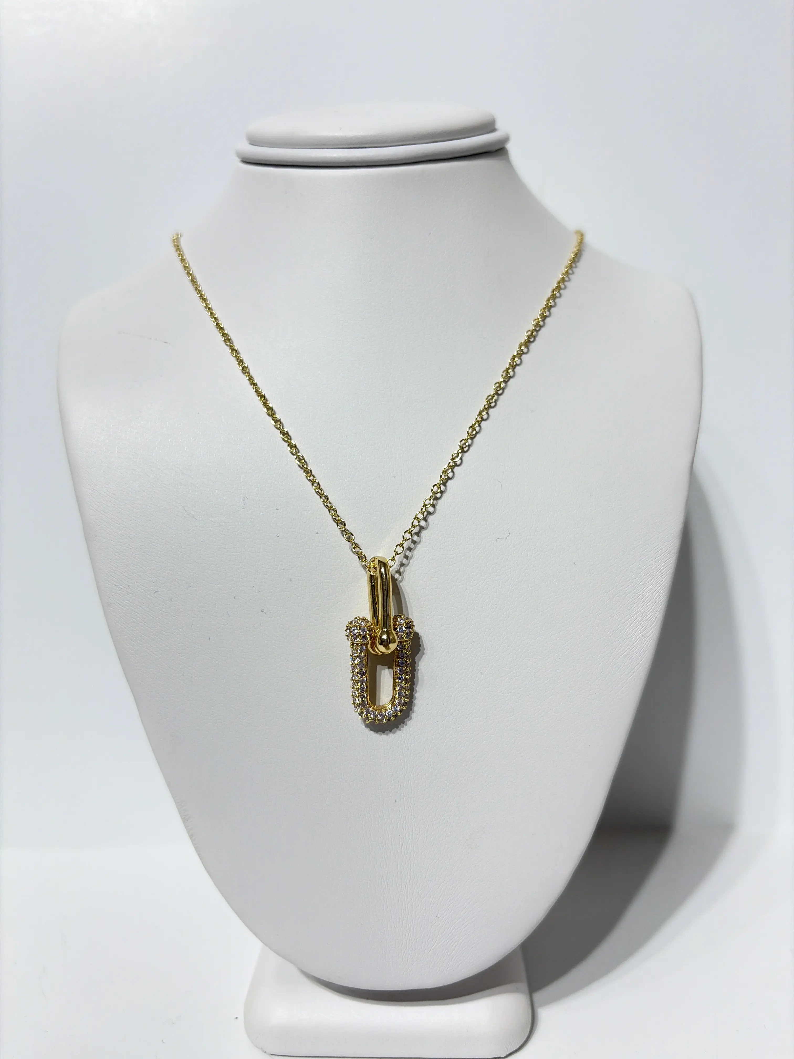 Pavé Paperclip Costume Necklace, Fashion Accessory for Daily Wear