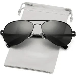 Classic Aviator Polarized Sunglasses for Men Women Spring Hinge Metal Frame UV400 Protection