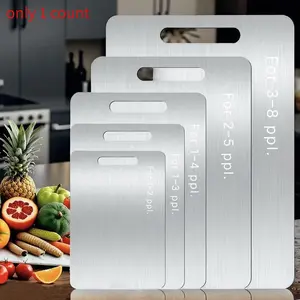 Stainless Steel Cutting Board Set XS+S+M+L Sizes Food-Grade Chopping Boards, Kitchen Chopping Block, for Meat Vegetables & Ultrathin & Durable, Portable & Rust-Resistant Easy to Clean Edge-Smoothing Kitchen Tools - Kitchenware