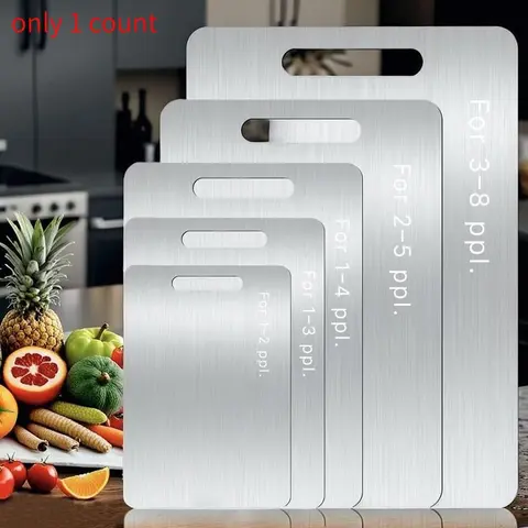 Stainless Steel Cooking Cutting Board Set, XS+S+M+L+XL Sizes, Food-Grade Metal Chopping Boards for Meat and Vegetables, Ultrathin Durable Portable Rust-Resistant Easy-to-Clean Edge-Smoothing Kitchen Tools, Viral Kitchenware Must-Haves