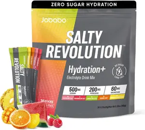 Salty Revolution Electrolytes Drink Mix Packets Variety Pack, Zero Sugar Hydration Powder, Keto Friendly Sports Drink Mix Sticks, Gluten Free, 30 Servings