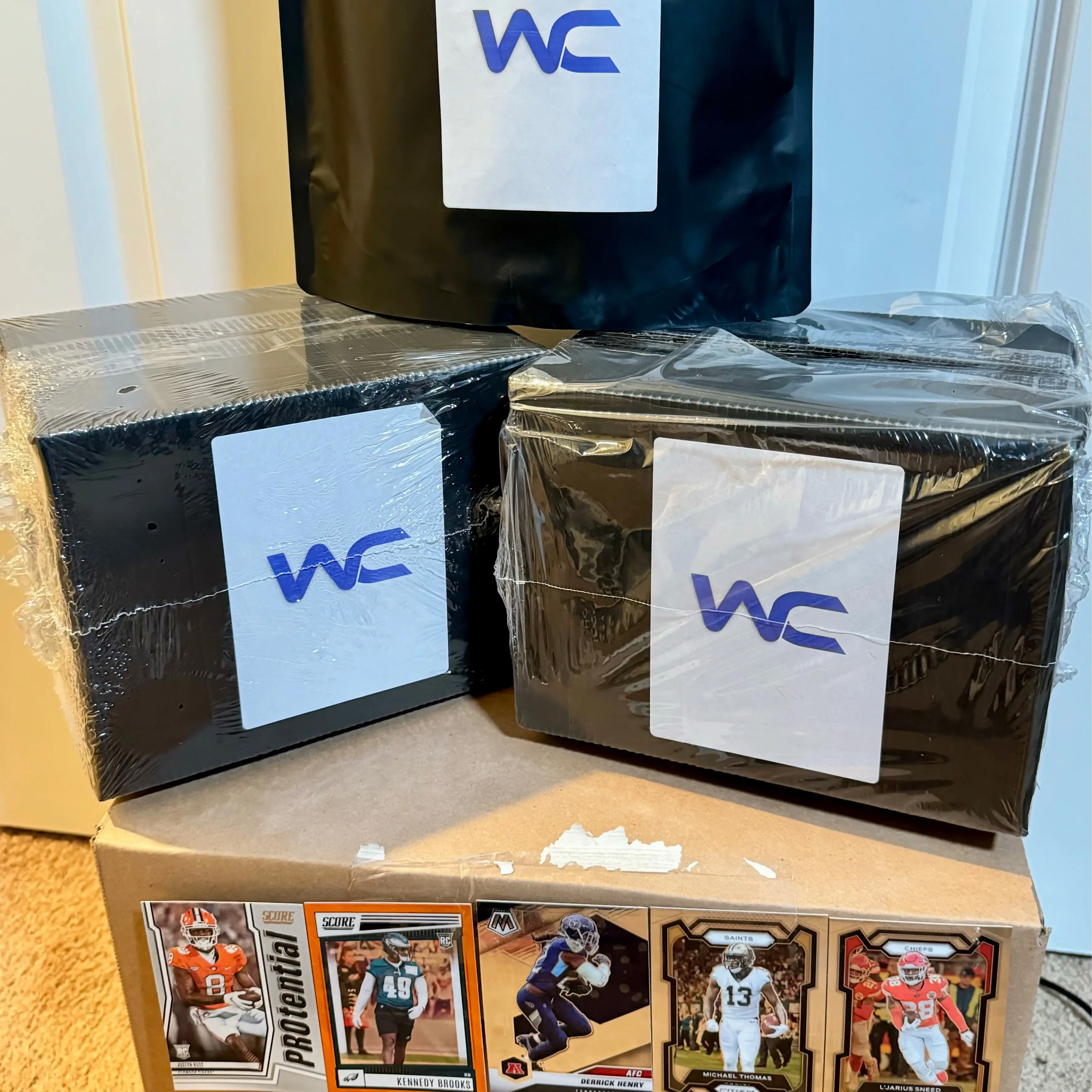 NFL Sports Trading Cards Plus 1Full Size +1Mini Football Helmet 1 Jersey 1 Football PYD Break