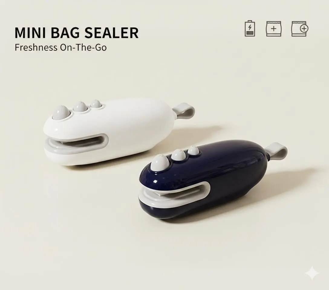 2-in-1 Portable Electric ABS Plastic Sealing Machine - USB/Type-C Port Rechargeable, 5V 400mAh, 50g, 10×3.3×3.7cm Mini 1-Handed Tool, Quick & Simple Seal & Reopen, Home Supplies for Party Activities Snack/Gummy Bag Packaging