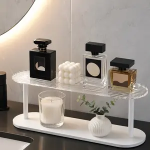 Acrylic Perfume Organizer Rack, Transparent Desktop Cosmetics Holder, Skincare Display Stand, Ideal for Vanity, Bathroom, Bedroom