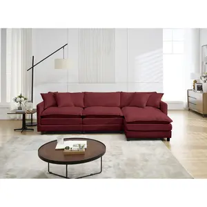 108" L-Shaped Modular Chenille Sofa, 6-Seater Cloud Couch with Reversible Chaise, Stain-Resistant Fabric for Living Room