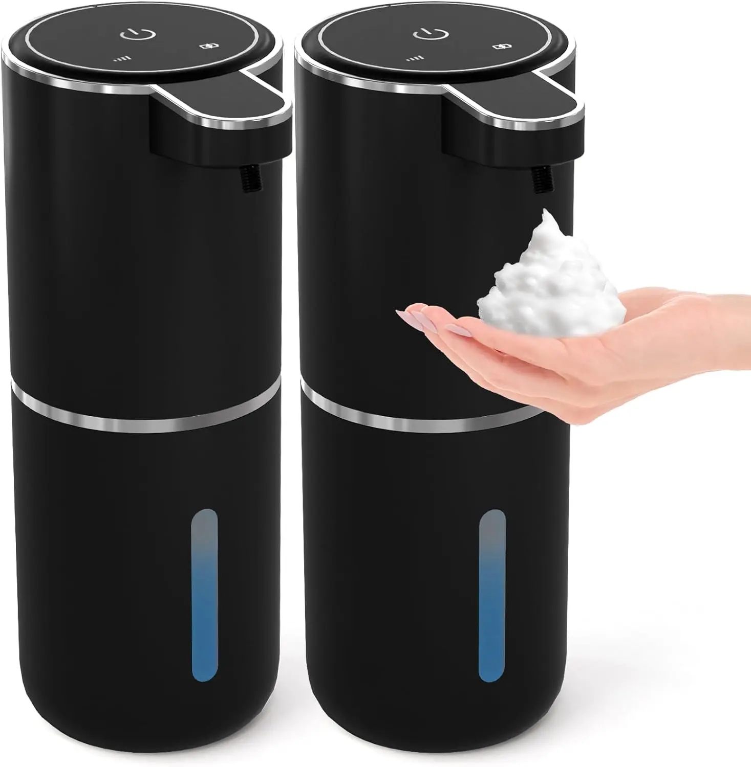 Automatic Soap Dispenser – Touchless Foaming Soap Dispenser 400ml USB Rechargeable Dispenser Electric Wall Mounted 4levels Adjustable Foam Dispenser Pump for Bathroom Kitchen Dish Soap(Black)