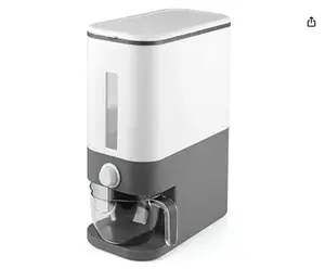 Rice Dispenser 26.5 Lbs, Rice Storage Container with Measuring Cup, BPA-Free Airtight Household Cereal Dispenser Bucket with Time Scale, Rice Bin for Rice Grain and Kitchen Pantry Organization