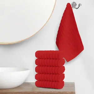 Mocassi 6-Pack Premium Turkish Cotton Corduroy Stripe Washcloths Set, 13 x 13 inch