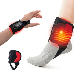 Red Light Therapy Wraps for Ankle Wrist Foot, 660nm Red & 850nm Near-Infrared Light, 3-Level Vibration & Heat Therapy for Heel Arch Pain Relief, 3000mAh Rechargeable, Ideal Gift
