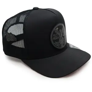 Black & Red Mesh Hat w/ Acrylic Centenario Badge & Mexican Eagle Pin – High Crown Snapback | Ranchero Chido