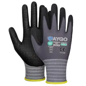 KAYGO KG19NB Work Gloves - MicroFoam Nitrile Coated, Nylon Knit with Palm Micro Dots. Ideal for General Use, Automotive, Home Improvement, Painting. Safety