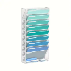 New 10 tier Wall File Organizer White Mesh Metal Hanging File Office folders