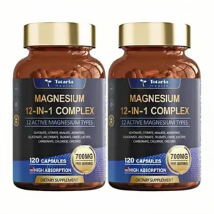 【2Bottles】Totaria 12-in-1 700mg Magnesium Complex Vegan Capsules 12 Forms Magnesium Support Muscle Heart Relaxation Dietary Supplement
