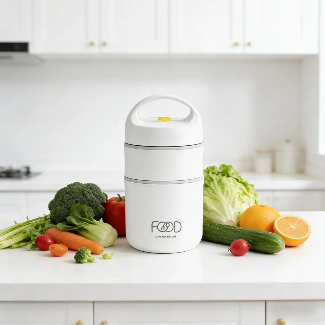 Double layer insulated bucket, made of stainless steel material, insulated lunch box, portable breakfast box, portable lunch box, sealed lunch box, suitable for picnicking and commuting,