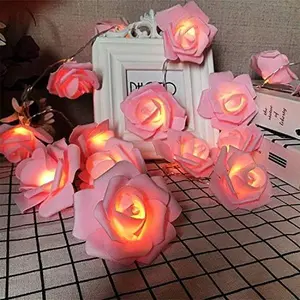 Pink Rose Flower Shaped String Lights For Christmas Halloween Wedding Garden Party Decoration | 9 pcs a pack | US Seller