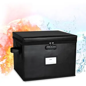 File Box Fireproof Document Box with Lock, Document Safe File Storage Organizer Boxes for Next of Kin Estate Planing Organizer End of Life Planner (Box, Black)