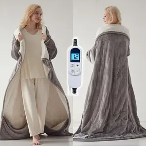 Cosybay Wearable Electric Heated Blanket,50*70 Full body Colthes Robe with Foot Pocket & Sleeves,Flannel sherpa Blankets for Christmas costume, 10 Heat Levels, 1-12 Hours Settings,8h Auto-Off,Gift for Winter, Women, Mom, Father Gift,bedroom,sofa