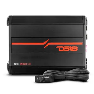 DS18 DS-SXE-2500.1D/BK Class D 1-Channel Monoblock Amplifier 2500 Watts Red 1-Ohm Stable Black DS18 Adjustable Electronic