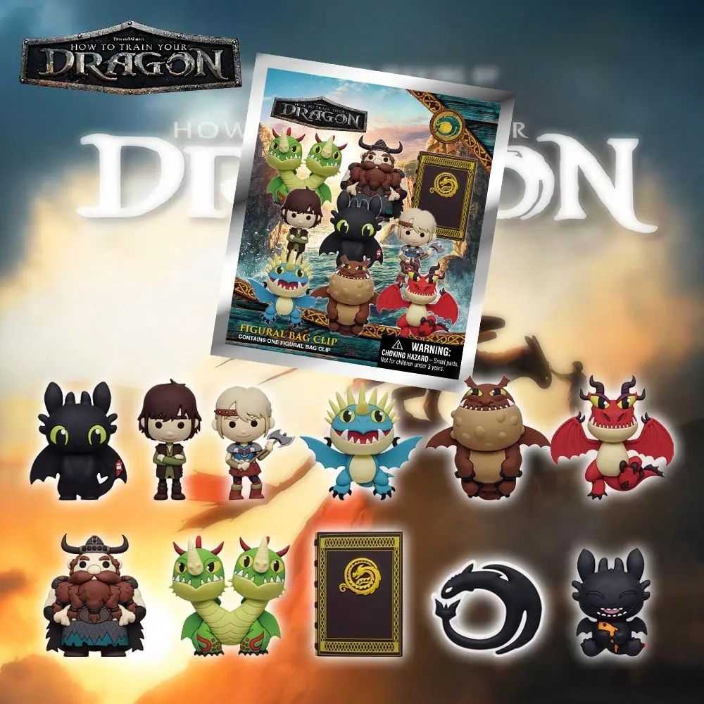 1PC How to Train Your Dragon Officially Licensed 3D Figures Blind Bag Keychain, Blind Bag Keyring, Keychain Surprise Collectibles, Toothless Hiccup Cartoon Design for Home Decor Birthday Christmas Gift Ideas for Family Friends Keychain