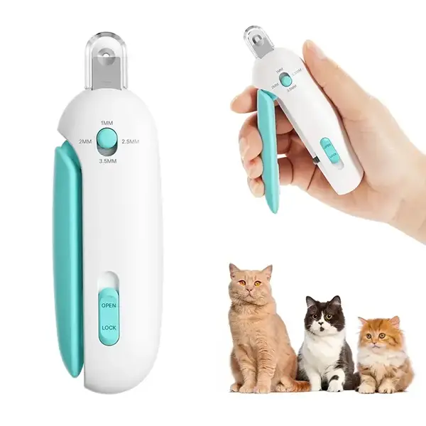 1pc Cat Nail Clipper with Adjustable 4-Size Trimming Hole & Hidden Nail File | Safe Toenail Trimmer for Kittens & Indoor Cats | Anti-Splash Claw Cutter for Cat Grooming (Blue/red) #SummerVibes #petlovers