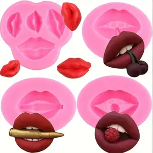 Silicone Mold for Cherry Red Lips, Perfect for Valentine'S Day Rose Lip Chocolate Cake Decorations And Baking Tools