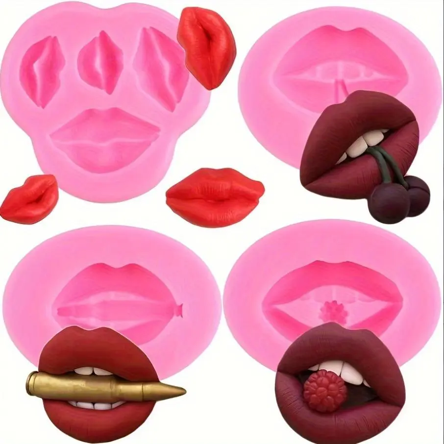 BPA-Free Flexible Custom Shaped Silicone Cherry Red Lips Chocolate & Sweet Moulds, Valentine's Day Cake Decorating Baking Tool, Bpa-Free Silicone Chocolate & Sweet Moulds