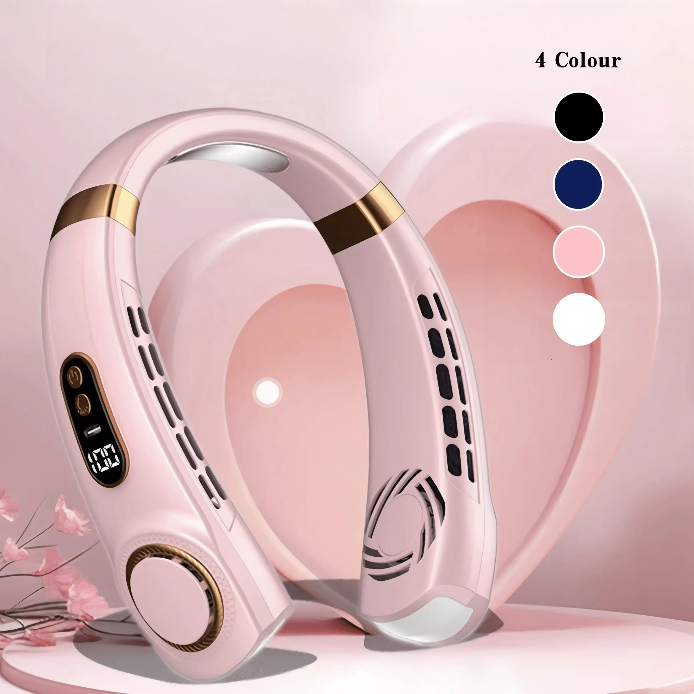 USB Rechargeable Neck Fan, Wireless Neck Cooling Fan, Personal Fan, Portable Neck Fan for Outdoor Sports, Office Learning, Fitness Yoga, Viewing Sport