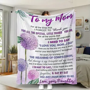 Comfortable Mom Gift Flannel Blanket, Autumn Dandelion Print Throw, Soft Warm All-Season Cover, Ideal for Sofa Bed Camping Travel