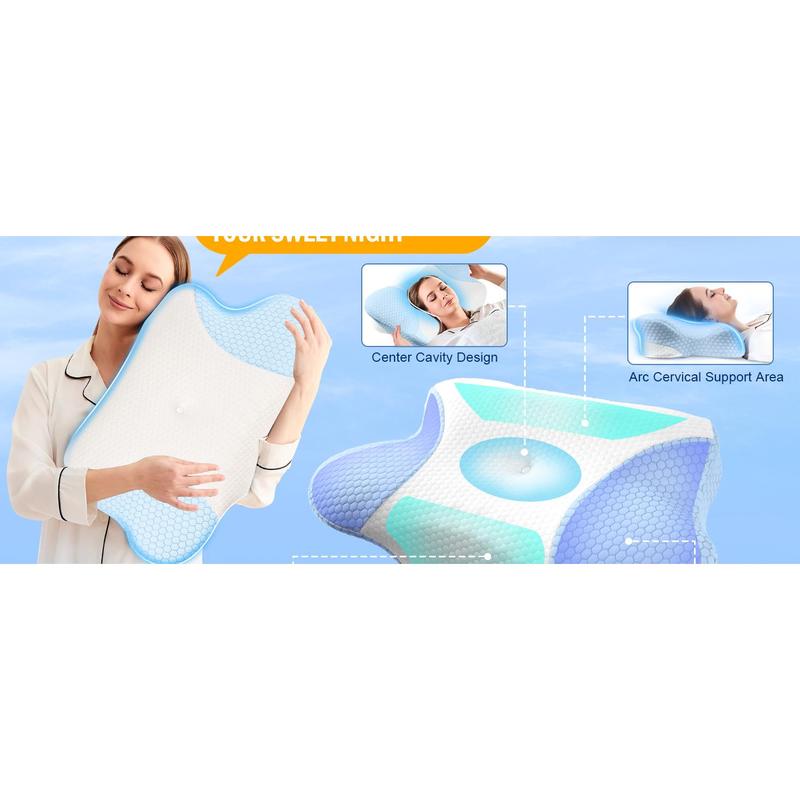 Cervical Neck Pillows with - Cooling Pillows for Pain Relief Pillows Ergonomic Neck - Adjustable Orthopedic Bed Pillows with Breathable Pillowcase for Sleeping