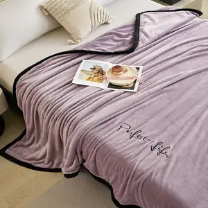 Luxury Flannel Solid Color Composite Blanket, Soft Cloud-Like Feel, Multi-Use for Bedroom Sofa Office, Suitable for All Seasons