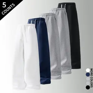 “5-Pack/5 Counts” affordable five-piece set of wide-leg athletic pants in multiple colors, suitable for everyday casual wear and street style outfits: