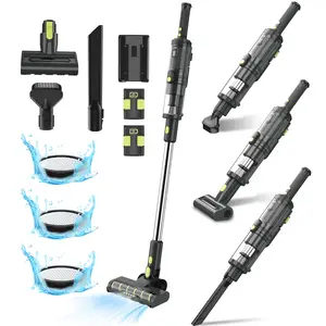 CareVac+ Cordless Stick Vacuum, 2 x 2500mAh Batteries for 60 Mins Runtime, 20kPa Brushless Motor, Wall-Mount & Direct Charging, Lightweight 2.16lbs for Carpets Hard Floors and Pet Hair