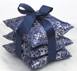 VENETIAN BLUE ElizabethW Silk Sachet Ribbon Tied Set of 3
