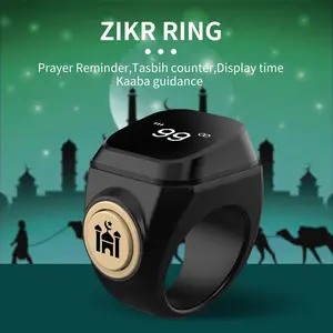 Smart Tasbih Counter,20mm Muslim Digital Azan Alarm Clock Zikr Ring,APP Support Digital Counter Prayer Reminder Rings, Alerts, Waterproof 4 Digit Finger Counter for Muslims, Modern Technology