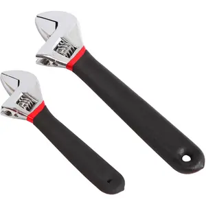 Adjustable Wrench Set 2PCS Heavy Duty Steel Spanner Tool with Non Slip Grip for Home Repair