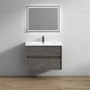 SLIM 36" Modern Floating Vanity with Reinforced Acrylic Top - Cabinet Assembled