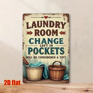 Vintage Metal Farmhouse Wall Sign Laundry Room Decor Retro Rustic Tin Art 8x12 Inch for Home